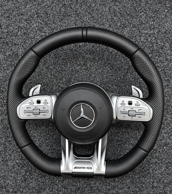 Mercedes-AMG Steering Wheel Black/Silver & Leather