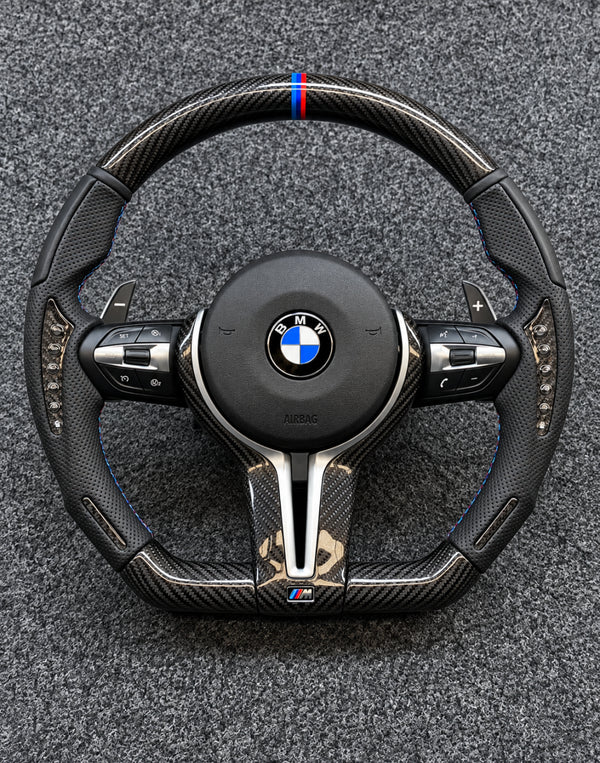 Volante BMW M Fibra de Carbono e LED RPM - Série E/F