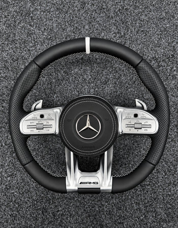 Silver & Stripe Mercedes AMG Steering Wheel