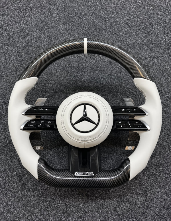 Mercedes-AMG Carbon Fiber & White Steering Wheel